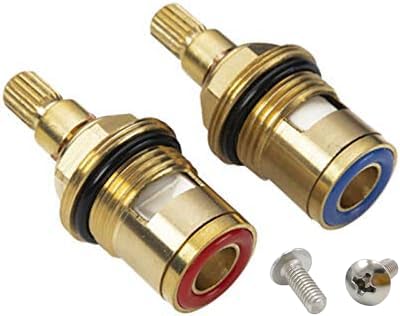 Philoch Tap Valves Replacement 1/2" Brass Tap Cartridge Valves Ceramic Disc Gland Quarter Turn 20 Teeth Fitting Connections for Bathroom Kitchen Tap(2 Pcs)