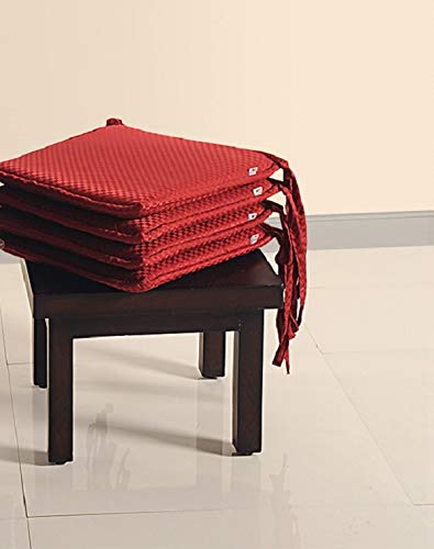 Image of Swayam Pure Cotton Reversible Chair Set Pads with Loops 16X16 | Machine Washable Chair Pad Set of 3 | Indoor Square Cushion Seat Or Chair Pads