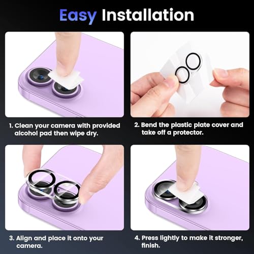 Image of (2 Pack Camera Lens Protector Tempered Glass for iPhone 17 - Alloy Metal Cover with Tempered Glass - Scratch Resistant, Easy Installation