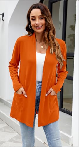 Image of Newchoice Womens Lightweight Long Sleeve Cardigans with Pockets Summer Casual Open Front Sweater Cardigan Duster