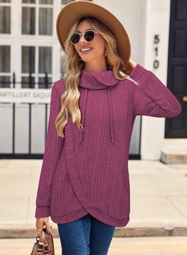 Image of Bulotus Tunic Sweaters for Women 2025 Turtleneck Sweater Pullover Lightweight Warm Tunic Tops for Leggings Loose Fit