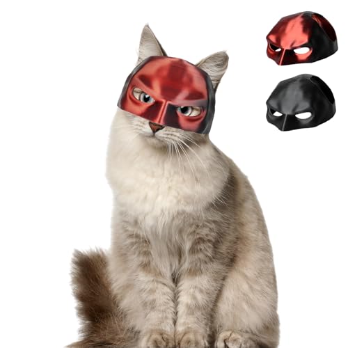Aomig Divertida Máscara de Murciélago, Mascara Batman para Gato, Mascara Gato Batman, Máscara de Cosplay de Murciélago para Gatos, para Decoración de Halloween y Todos los Días, Negro Rojo 13CM