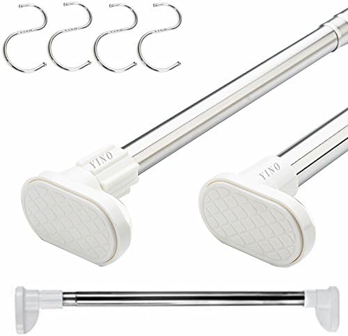 YINO Telescopic Shower Curtain Rail ,Extendable Stainless Steel Curtain Pole Wardrobe Pole,Clothes rail Pole by Non-slip Feet,Retractable Rod with No Drilling for Bathroom(70-120 cm)
