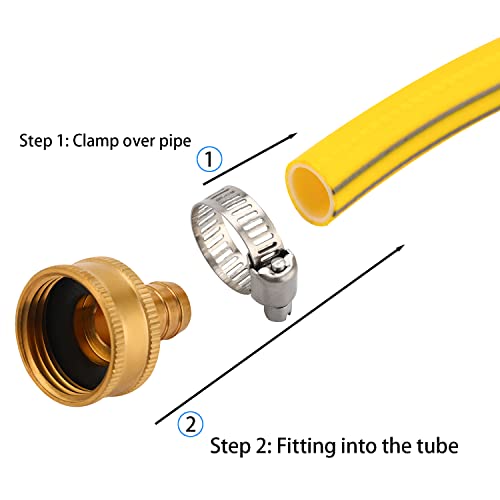 2 Sets Brass Garden Hose Connector Repair Mender Kit With Stainless Clamp,Fits 1/2" Water Hose Fitting #TOP2