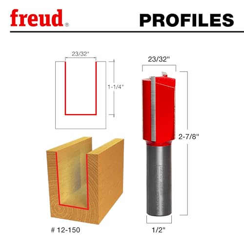 Image of Freud 12-150: 23 /32 inch (Dia.) Double Flute Straight Bit with 1 /2 inch Shank