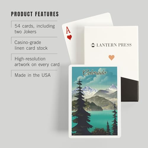 Baraja Poker Colorado con 52 cartas diseño Lago y Montaña miniatura 3
