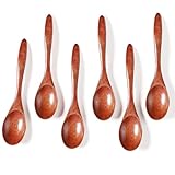 Kucensi Lot de 6 cuillères en bois à miel - 14,5 cm - En bois naturel - Petite cuillère...