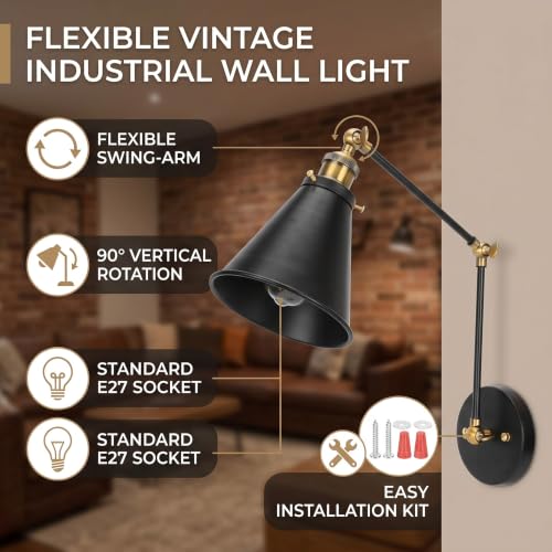Aplique de pared brazo oscilante ajustable Haofy lámpara lectura cama 3