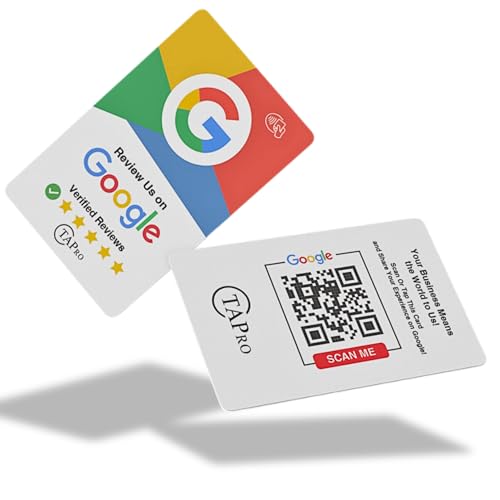 Google Review Tap Card by TAPro- Tap for Instant Reviews - All Phones Compatible - Reusable Smart Tap NFC & QR - Boost Business Reviews-Small Business Feedback Tool - Powered by TAPro