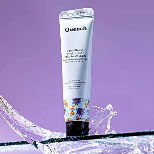 Image of Quench Birch Please Hydro Fresh Daily Moisturizer with SPF 40+ PA+++ | 2-in-1 Moisturizer & Sunscreen| Hydrates & Protects Skin with Birch Juice & Sea Buckthorn| Made in Korea, 15ml