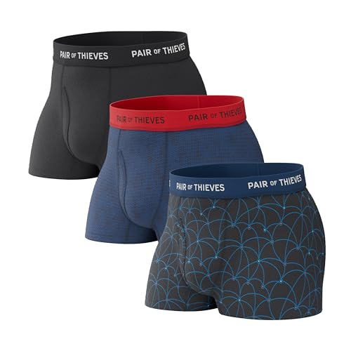 Pair of Thieves Men Super Fit Trunks | Underwear for Men | 3 Pack | Breathable Mesh Polyester...