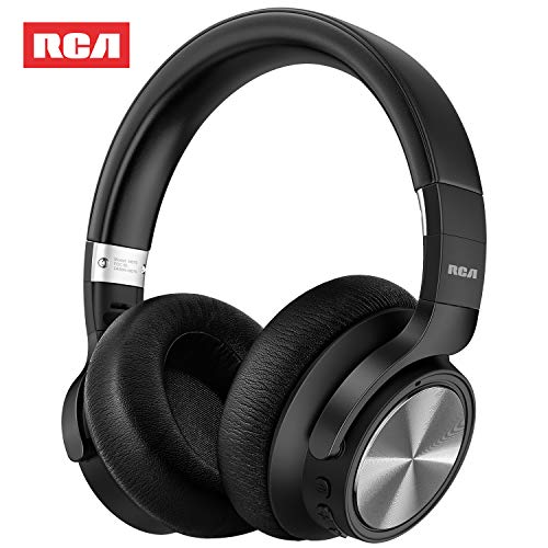 RCA [Upgraded] Active Noise Cancelling Headphones, Over Ear Wireless Bluetooth Headset with CVC