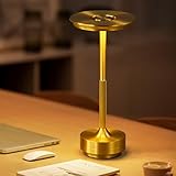 テーブルランプ おしゃれ 間接照明 レトロ コードレス 北欧 タッチセンサー ベッドサイドライト 寝室 卓上 電気スタンド テーブルライト アンティーク 3段階調色 無段階調光 ナイトライト 充電式 ベッドサイドランプ (ゴールド(金))