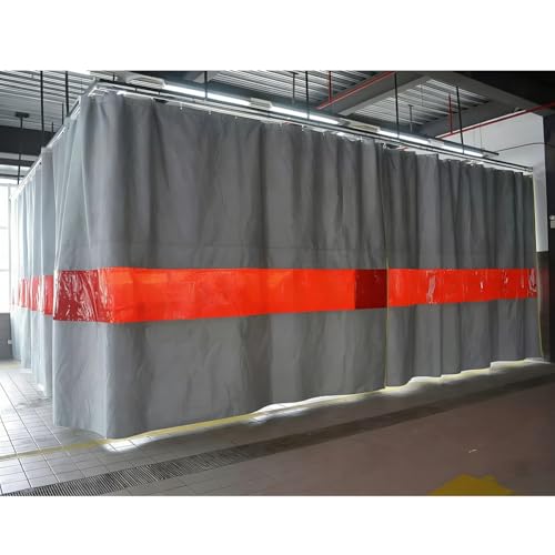 Cortina de Soldadura ignífuga de 1000 °F, Ventana roja, Pantalla Resistente al Fuego para Taller, tabique Industrial, Fibra de Vidrio recubierta de Silicona con Ojales de latón.