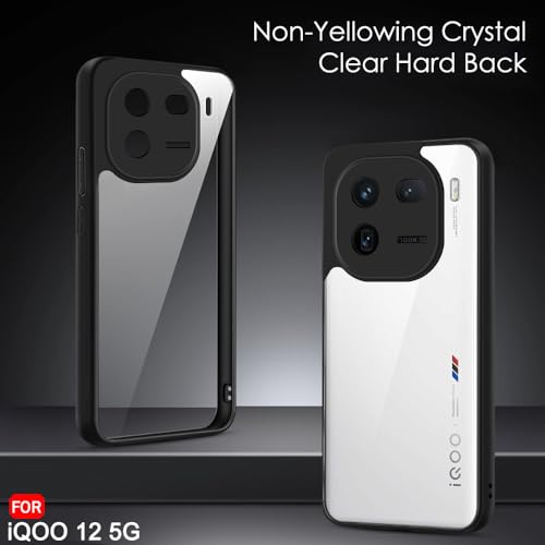 Image of TheGiftKart Ultra-Hybrid Shockproof Back Cover Case for iQOO 12 5G | Camera Protection Bump | Hard Back Cover Case for iQOO 12 5G (PC & TPU, Transparent Crystal Clear Back, Black Sides)