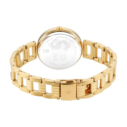 Image of Titan Classique Plain 3 Hands Red Round Dial Yellow Plating A1Stainless Steel Strap Men's Watch - 2480YM04