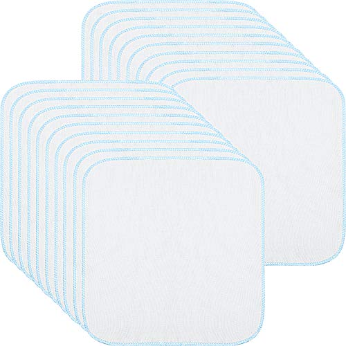20 Pieces Facial Cleansing Muslin Cloths Soft Cloths Remove Makeup Tool Polishing Facial Cloths (9.84 x 9.84 Inch, Blue)