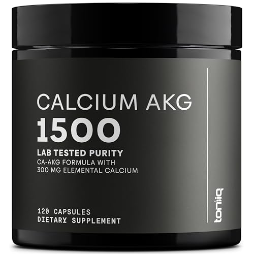 Toniiq 1500mg Ultra High Purity Ca AKG Supplement - 99%+ Highly Purified and Bioavailable Calcium Alpha-Ketoglutarate - Calcium AKG Longevity Supplement - 120 Ca-AKG Vegetarian Capsules