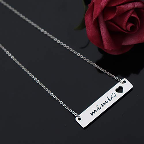 Grandma Gifts Stainless Steel Bar Pendant Necklace for Mimi Nana Gigi Grandmother Jewelry3