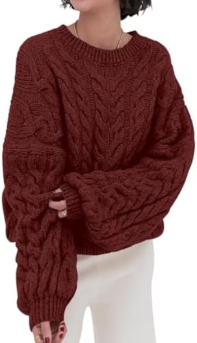 PRETTYGARDEN Womens Sweaters Spring 2026 Cable Knit Long Sleeve C...