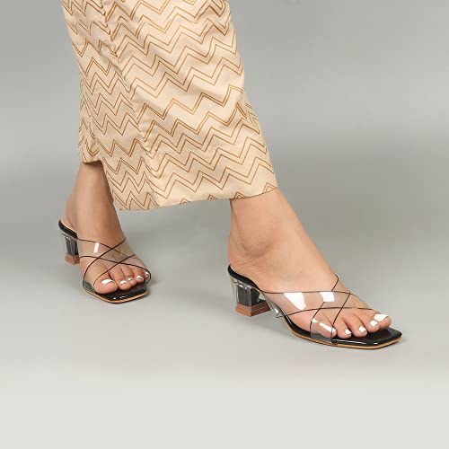 Image of Indifeet Transparent High Block Heel Sandals for Women