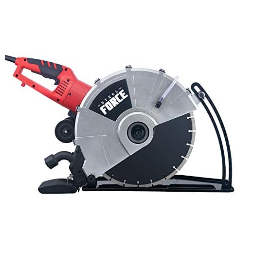 Steel Force KPC 3551 Portable 14" Wet/Dry Electric Corded Circular Concrete Saw/Power Angle Cutter 2600W w/Water Line & Guide Roller (With Blade)
