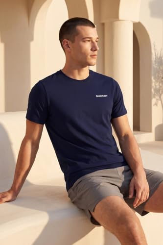 Image of Reebok Men's 100% Cotton Casual T-Shirt - Pure Cotton Soft Breathable Regular Fit Half Sleeve Tee for Men | Round Neck Tshirt for Men Cotton Tshirt
