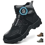 COOU Botas de Seguridad para Hombre Mujer Ligeras Antideslizante Botas de Trabajo con Punta de Acero Zapatos de Seguridad Altos Zapatos de Trabajo Comodo C13/Negro 45