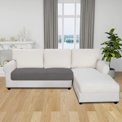 Image of Easy-Going Reversible L Shape Sectional Couch Cover 30 x 50 inches Rectangular Chaise Lounge Cover Loveseat Cushion Cover Furniture Protector for Pets Dog Cat (Gray /Light Gray)