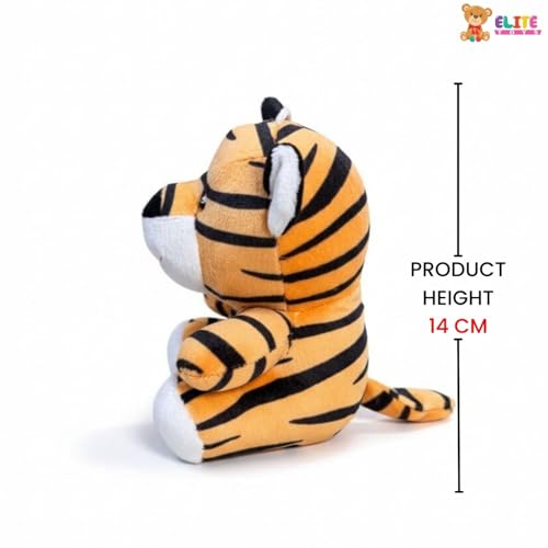 Image of ELITE CREATIONS Tiger Soft Toy 14 cm | Cute Tiger Plush Stuffed Animal | Mini Cuddly Wild Animal Toy for Kids Boys Girls | Birthday Return Gift Kids Toy
