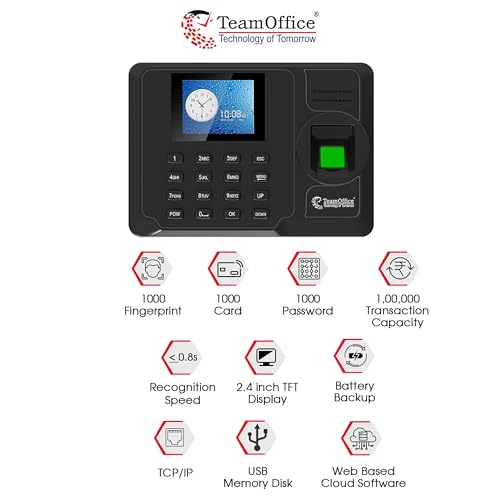 Image of Team Office Fingerprint Based Attendance Machine with Cloud Attendance Software (Fingerprint+TCP /IP)