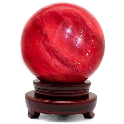 Boule de cristal quartz rouge 180mm : harmonisez un espace stressant avec son socle