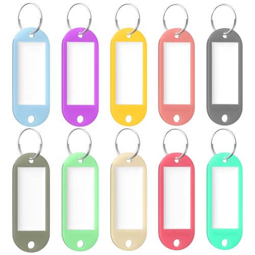 Uniclife 10 pièces, 10 couleurs pour clés avec étiquettes, identifiants pour clés avec anneau fendu, étiquettes vierges pour la maison, le bureau et...