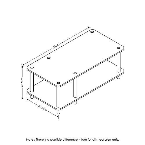 Image of Furinno JUST TV Stand, 2-Tier No Tools Mid Entertainment Center with Open Shelf, TV Console for TV up to 46 Inch with Tubes, for Living Room, Bedroom, Dark Cherry