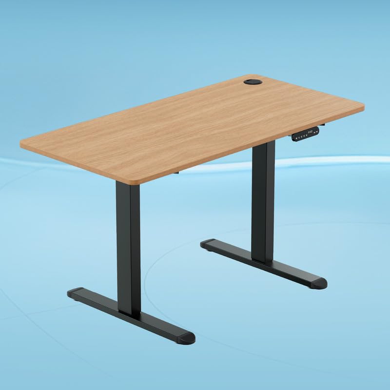 Image of The Sleep Company - AeroPlus Electric Height Adjustable Desk | Ergonomic Work from Home Table | 4 Memory Presets | 2 Years Warranty | 1600 x 700 Thick Top | Free Installation | Oak & Black