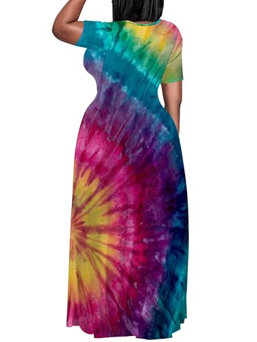 Image of Plus Size Maxi Dresses for Curvy Women T-Shirt Summer Sun Dresses Loose Fit