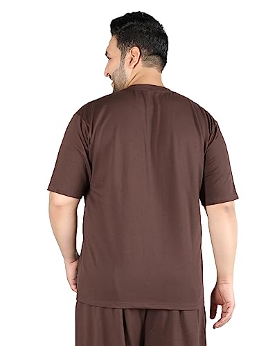 Image of CHKOKKO Men's Plus Size Terry Cotton Loose Fit Half Sleeves T-Shirt