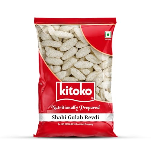 Image of Kitoko Shahi Gulab Revdi | Sweet Sugar Revadi | Fresh and Crunchy Rewari | Til Sweets | Sesame Candy 500gm