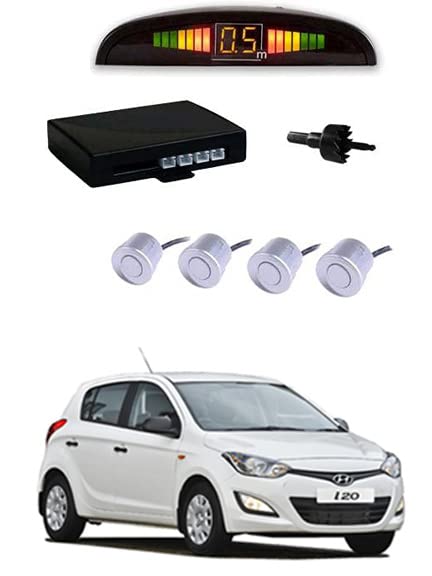 Waterproof White Reverse Car Parking Sensor System Led Display with 4 Parking Sensors Alarm Kit for i20.-image-11