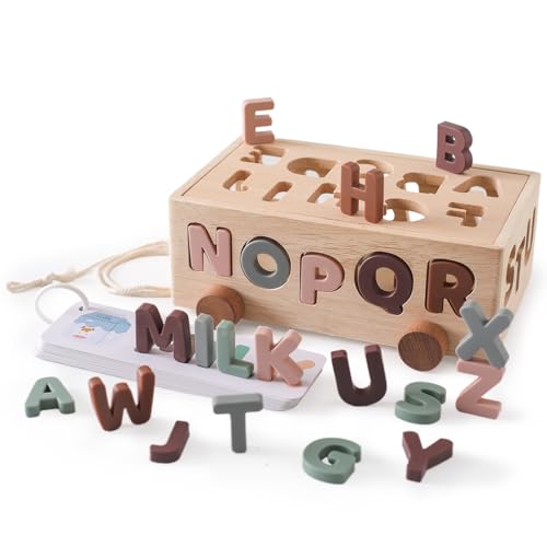 Image of Montessori Shape Sorter Toys for Toddler 1-3, Silicone Alphabet Letters Baby Puzzles & Flash Cards, Fine Motor Skills Preschool Learning Toys, Activities Birthday Gift for 1 2 3 Years Old Boys Girls