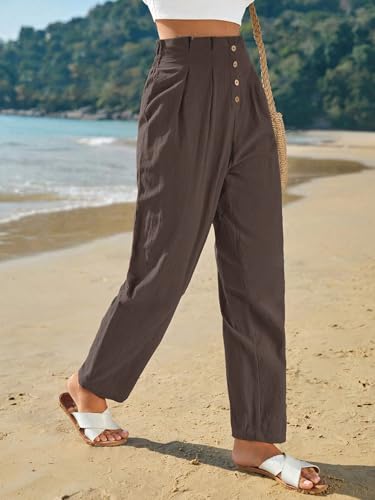 Image of TOPLOT Women High-Waist Pants | Pleated Relaxed Fit Trousers for Woman | Casual & Elegant Look with Workwear for Office, Events & College (5194)