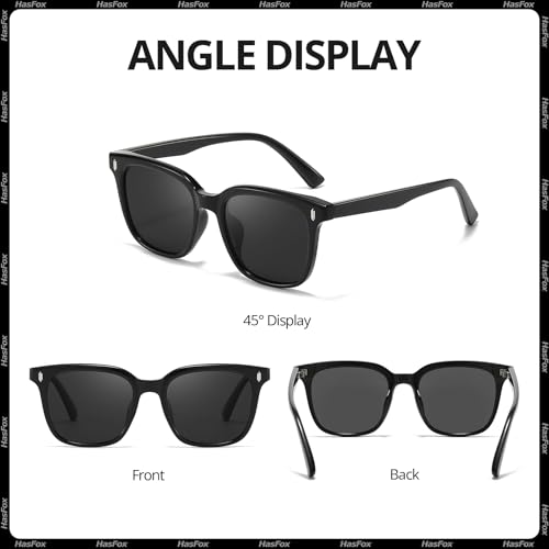 HASFOX Polarized Sunglasses for Women Men Classic Trendy Stylish Oversized Square Shades UV400 Protection with Case SG8193