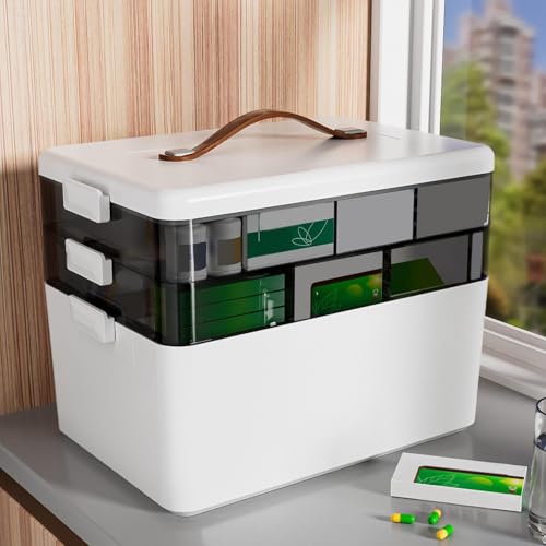 Générique Multilayer Pill Organizer - Desk Storage Case | Lightweight Travel Gear Holder | 3-Layer Portable Pill Box | Damp-Proof Tablet Container for Dressing Table Bathroom Camping Family Outdoors – Image 3