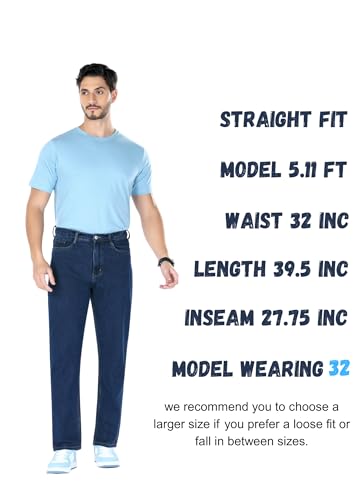 Image of Men's Straight Fit Stylish Non Stretch Mid Rise Pure Cotton Crafted with Premium Fabric Relaxed Jeans Available in Variety of Colour