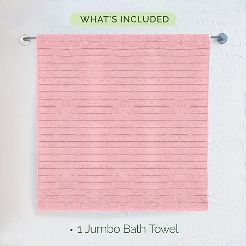 Image of Elegant Comfort 100% Turkish Cotton Corduroy Ribbed Luxury Jumbo Bath Towel Ultra Soft - 35 x 70 Inch - Luxury Spa Premium Hotel Quality Highly Absorbent and Quick Dry Large Bath Towel, Dusty Rose