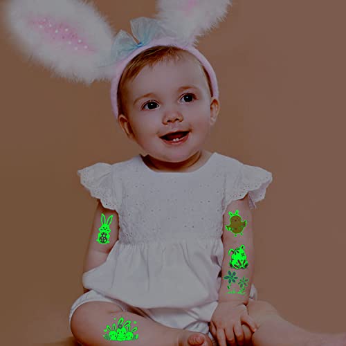 Leesgel Easter Tattoos For Kids, Luminous Temporary Tattoos Stickers, Easter Basket Stuffers Gifts Fillers Easter Party Favors Decorations Supplies #TOP5
