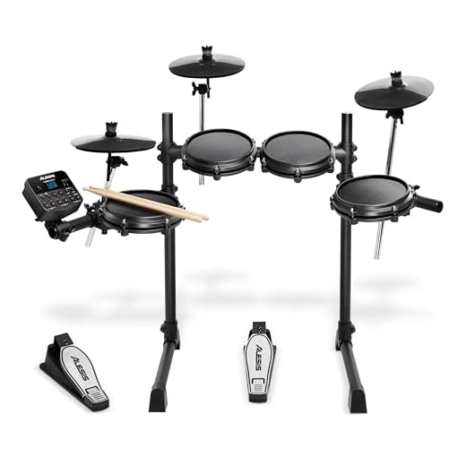 Alesis Turbo Mesh Kit – Batería Electrónica Musical de 7 Piezas de Malla, 100+ Sonidos, 30 Pistas de Acompañamiento, Bastidor de Acero de Gran Robustez, Cables, Baquetas y Llave de Batería