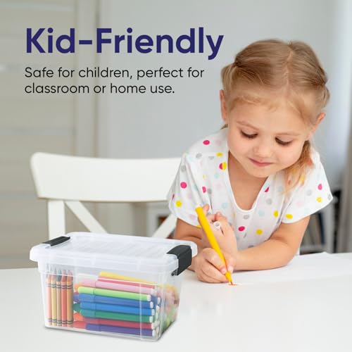 Image of Superio 1.4 Quart Mini Clear Plastic Storage Container with Lid, Stackable Small Organizer Box for Crayons, Art Supplies, Beads, Sewing, Stationery & Food Storage, 5 Pack