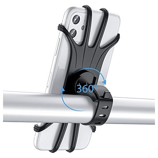 PEYOU Soporte Movil Bici, 360° Rotación Soporte Movil Bicicleta Moto, Ajustable Universal Silicona Soporte, Compatible para iPhone X/XR/XS MAX, Compatible para Samsung Galaxy, Xiaomi, Huawei (4"-6.5")