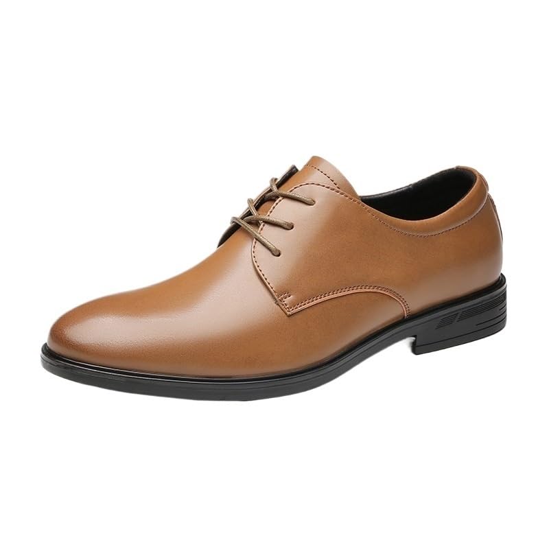 Men's Spring Autumn Round Toe Lace-up Formal Casual Business Leather Shoes Soft Sole Soft Surface Low-top Single Shoes Breathable Suitable for Wedding Office